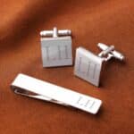 Personalized Silver Square Cufflinks & Tie Clip Gift Set (Gift Boxed)