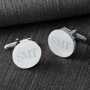 Personalized Classic Silver Round Cufflinks