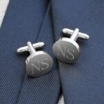 Personalized Classic Silver Round Cufflinks (Gift Boxed)