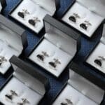 Matching silver round cufflink sets for groomsmen