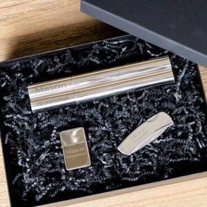 Personalized Cigar Flask & Lighter Groomsmen Gift Set (Gift Boxed)