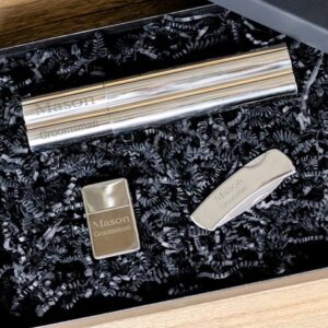 Personalized Cigar Flask & Lighter Groomsmen Gift Set (Gift Boxed)