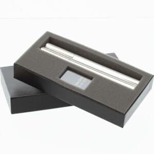 The custom cigar holder flask combo and lighter comes in a black gift box for your groomsmen