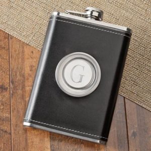Personalized 2-in-1 Leather Flask with Folding Shot Glass