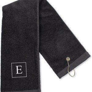 Personalized Classic Black Golf Towel