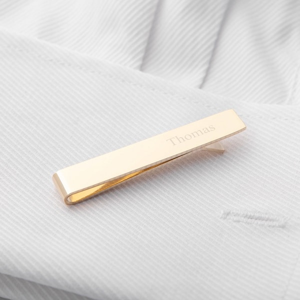 Engraved Message Box Select Gifts Ringbearer Wedding Title Gold Tie Clip Bar 