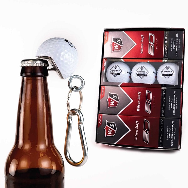 Set of 12 Custom Groomsmen Golf Balls and 1 BeerWedge Bottle Opener