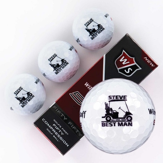 Sleeve of 3 custom groomsmen golf balls (Golf Cart Design)