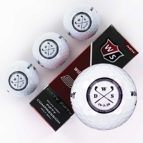 Sleeve of 3 custom groomsmen golf balls (Initials and Date Design)