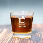 Square rocks glass as part of groomsmen whiskey set