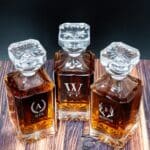 Set of 3 square whiskey decanters for groomsmen
