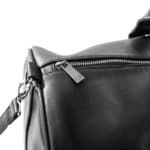 Personalized Black Leather Transport Duffle Bag - Zipper close-up