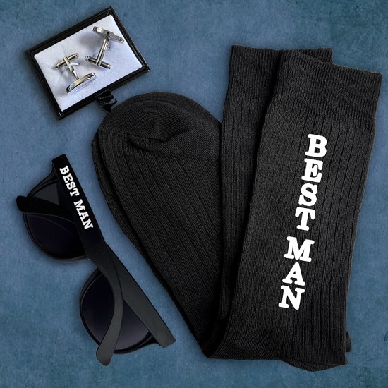 Best Man Proposal Gift - Wedding Sunglasses, Socks and Cufflinks Set