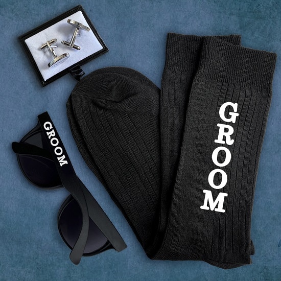 Groom Gift - Wedding Sunglasses, Socks and Cufflinks Set