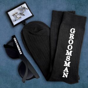 SHARP DRESSED MAN Groomsmen Gift Set (Sunglasses, Socks and Cufflinks)