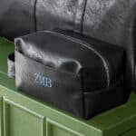 Men's black leather toiletry bag