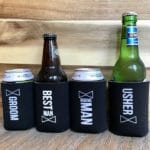 Inexpensive Foam Wedding Koozies for the Groom and Groomsmen