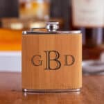 Personalized Bamboo Pocket Passer Flask with Monogram Design