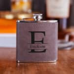 Personalized Grey Pocket Passer Flask with Split Monogram Design