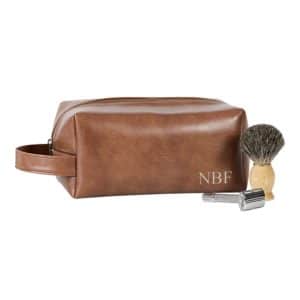 Personalized Brown Leather Travel Dopp Kit - 5102