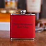 Personalized Red Leather Groomsmen Flask