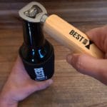 Best man cracking open a Boulevard Beer