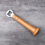 The Pick-Off Bottle Opener is made from the handle of a real baseball bat