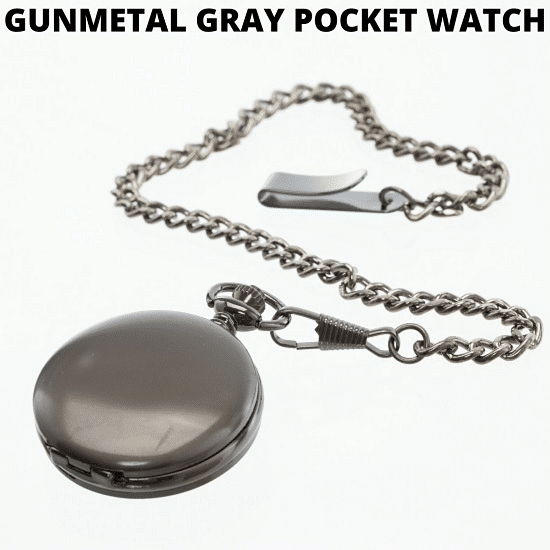 Men's gunmetal gray pocket watch