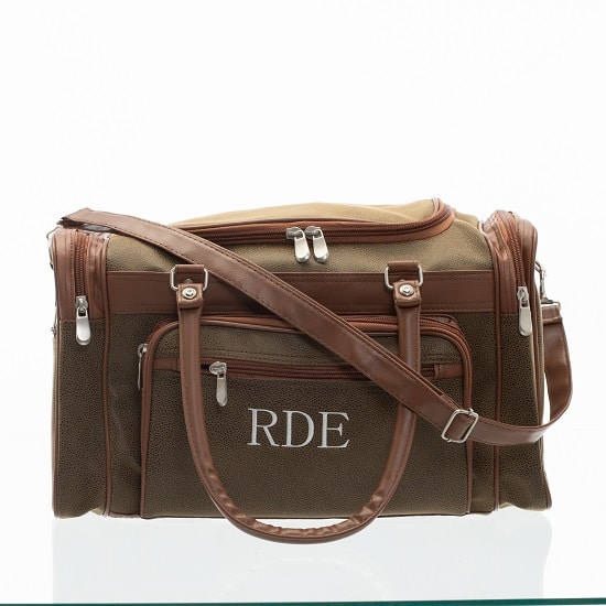 One Nighter Bag shown with detachable leather shoulder strap