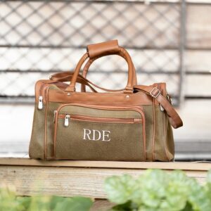Personalized Men’s Angola & Leather One-Nighter Travel Bag for Groomsmen