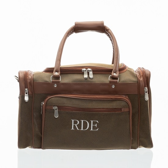 Personalized Men's Leather One-Nighter Travel Bag
