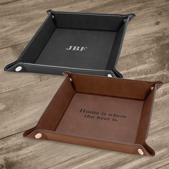CATCH ALL Personalized Men's Leather Stash Tray