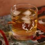 The lowball-style bullet whiskey glass can be engraved for each member of the wedding party