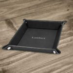 Men's black leather catch all tray