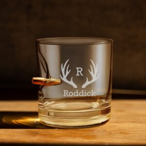 Personalized 11oz. Whiskey Glass with Embedded Bullet by Benshot