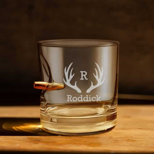 Personalized 11oz. Whiskey Glass with Embedded Bullet by Benshot