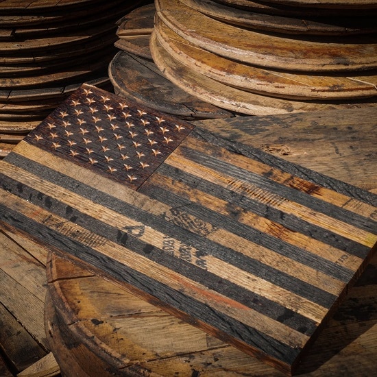 Wooden American Flag - WhiskeyMade from Bourbon Barrels