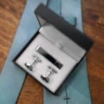 Overhead view of the cufflink gift box
