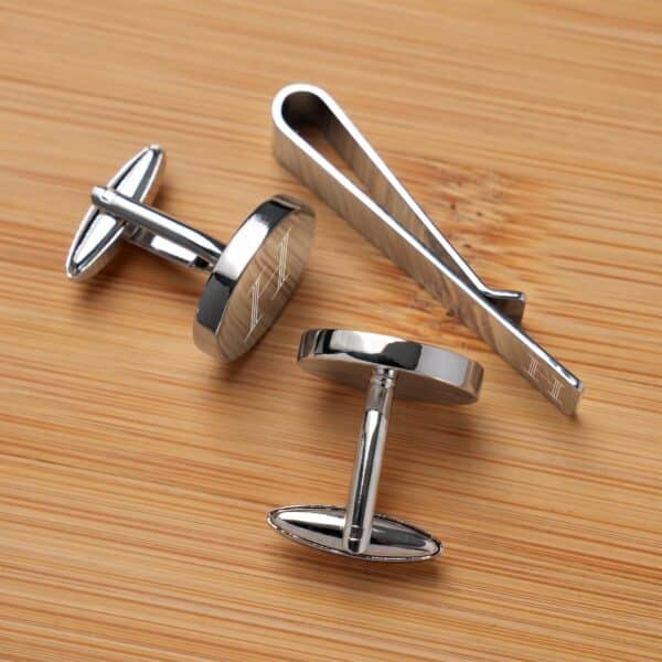 Oval Cufflinks & Tie Clip Set – Wood