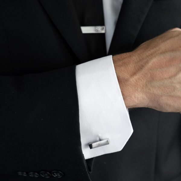 Rectangle Cufflinks & Tie Clip Set – Worn