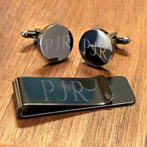 Personalized Money Clip & Cufflinks Groomsmen Gift Set (Gift Boxed)