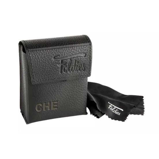 Each pair of Foldies comes with a Leather Case and Microfiber Cloth Wipe