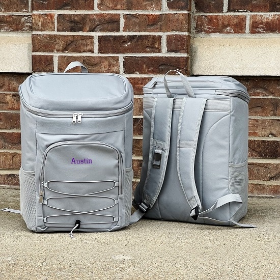 Personalized Grey Backpack Cooler