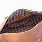 Brown vegan leather duffle bag - interior view