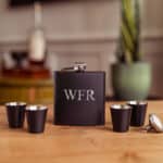 Free engraving of custom black matte groomsmen flasks