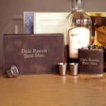 Wedding party flasks and shot glasses with custom box