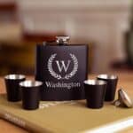 Matte Black Flask Set - Laurel Wreath