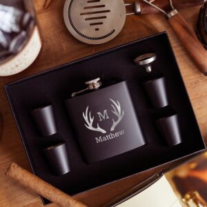 ZERO DARK THIRSTY Personalized Black Matte Flask and Shot Glass Set