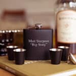 Zero Dark Thirsty flask engraved with groomsmen and best man names