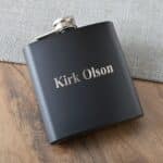 black matte flask with engraved name